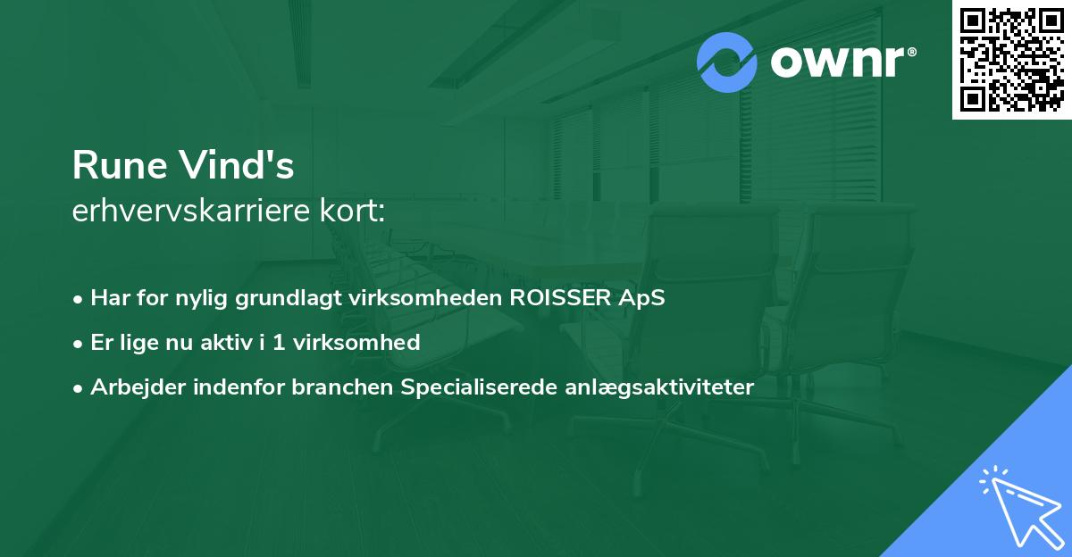 Rune Vind's erhvervskarriere kort