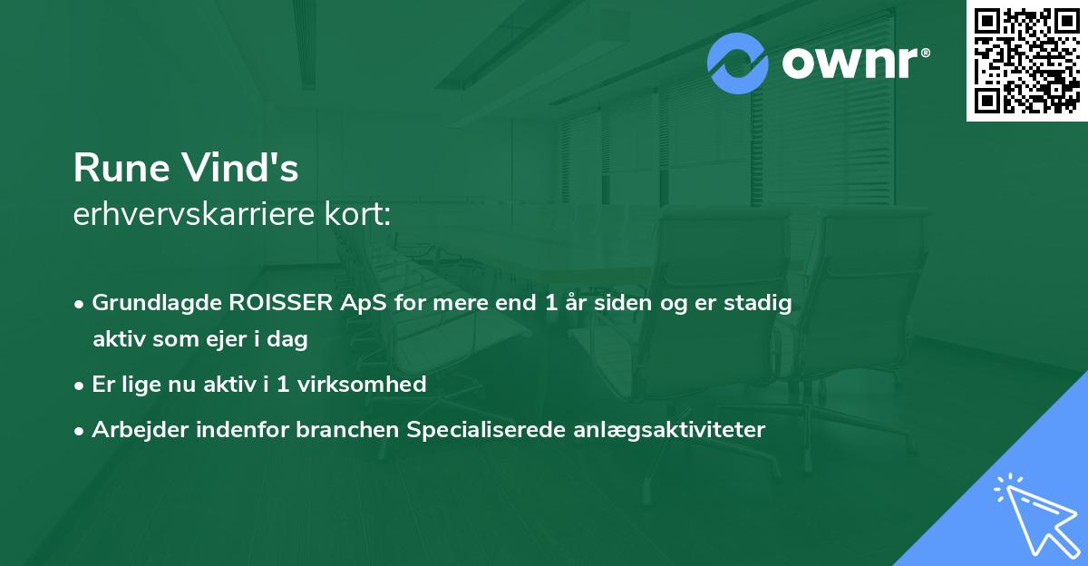 Rune Vind's erhvervskarriere kort