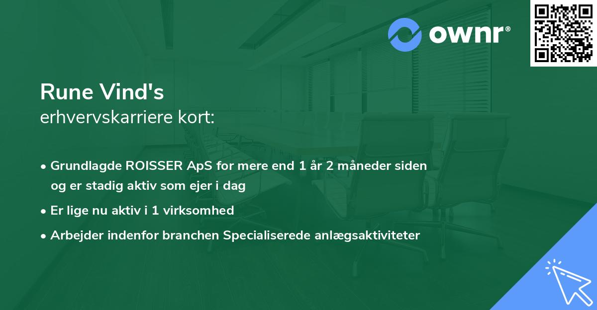 Rune Vind's erhvervskarriere kort