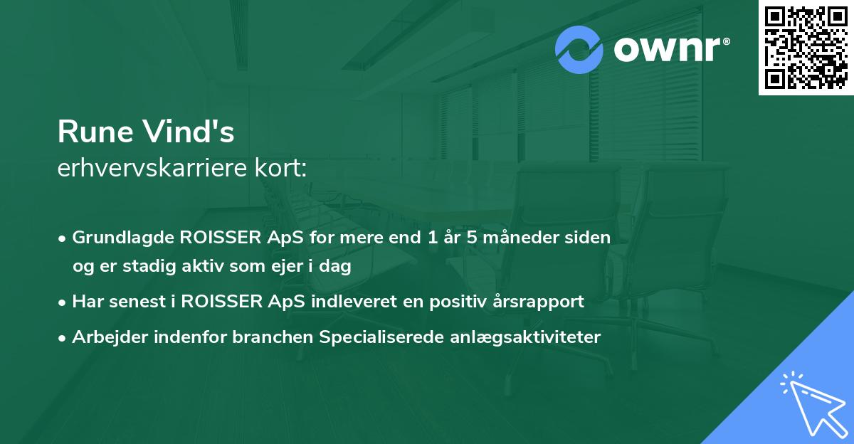 Rune Vind's erhvervskarriere kort