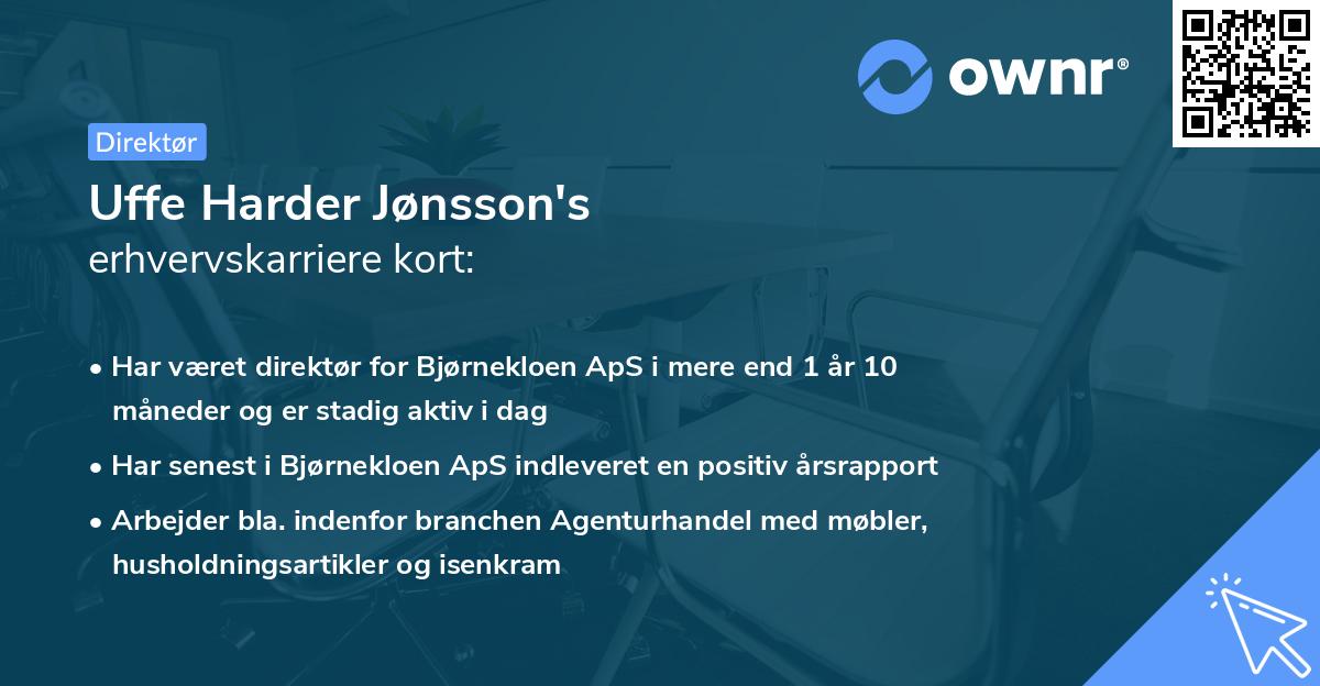 Uffe Harder Jønsson's erhvervskarriere kort