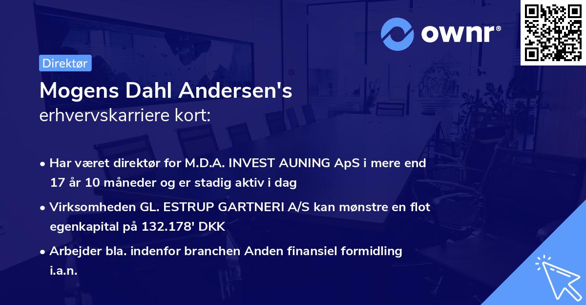 Mogens Dahl Andersen's erhvervskarriere kort