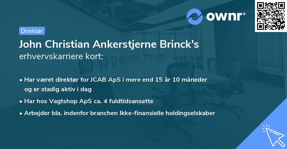 John Christian Ankerstjerne Brinck's erhvervskarriere kort