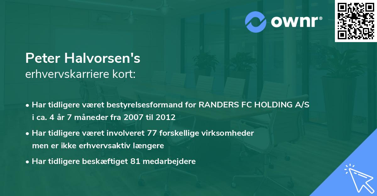 Peter Halvorsen's erhvervskarriere kort