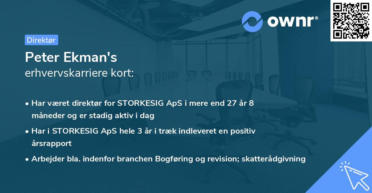 Peter Ekman's erhvervskarriere kort