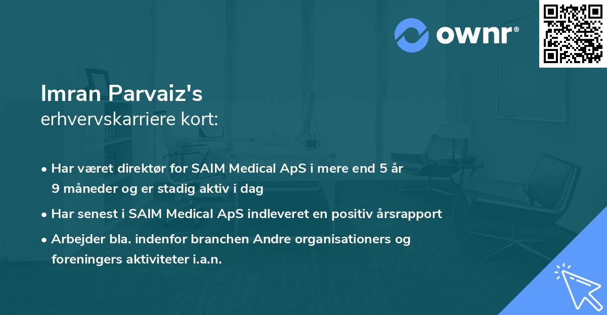 Imran Parvaiz's erhvervskarriere kort