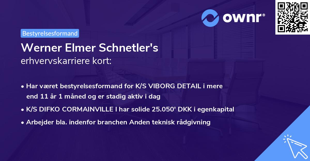 Werner Elmer Schnetler's erhvervskarriere kort