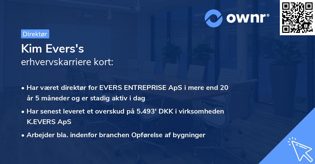 Kim Evers's erhvervskarriere kort