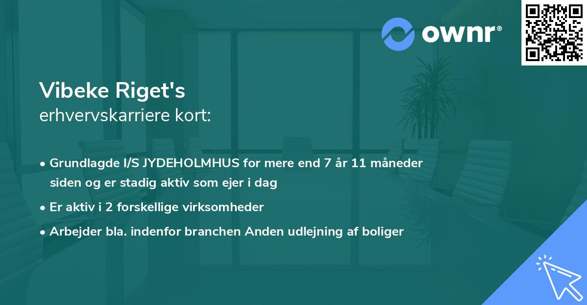 Vibeke Riget's erhvervskarriere kort