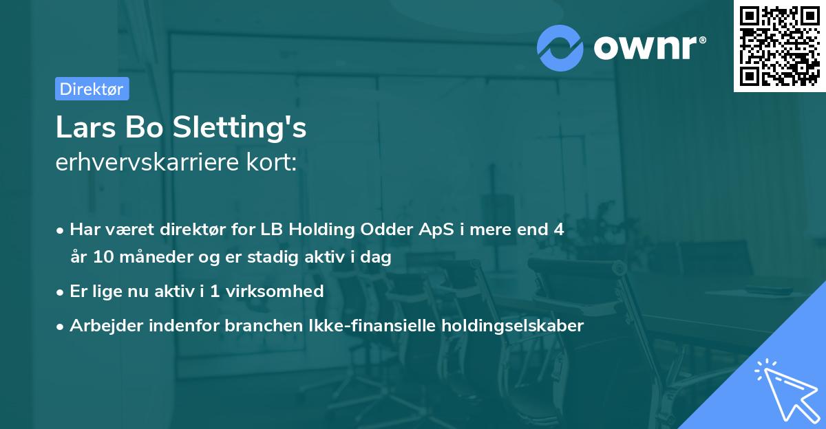 Lars Bo Sletting's erhvervskarriere kort