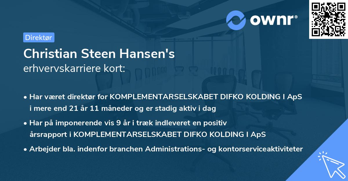 Christian Steen Hansen's erhvervskarriere kort