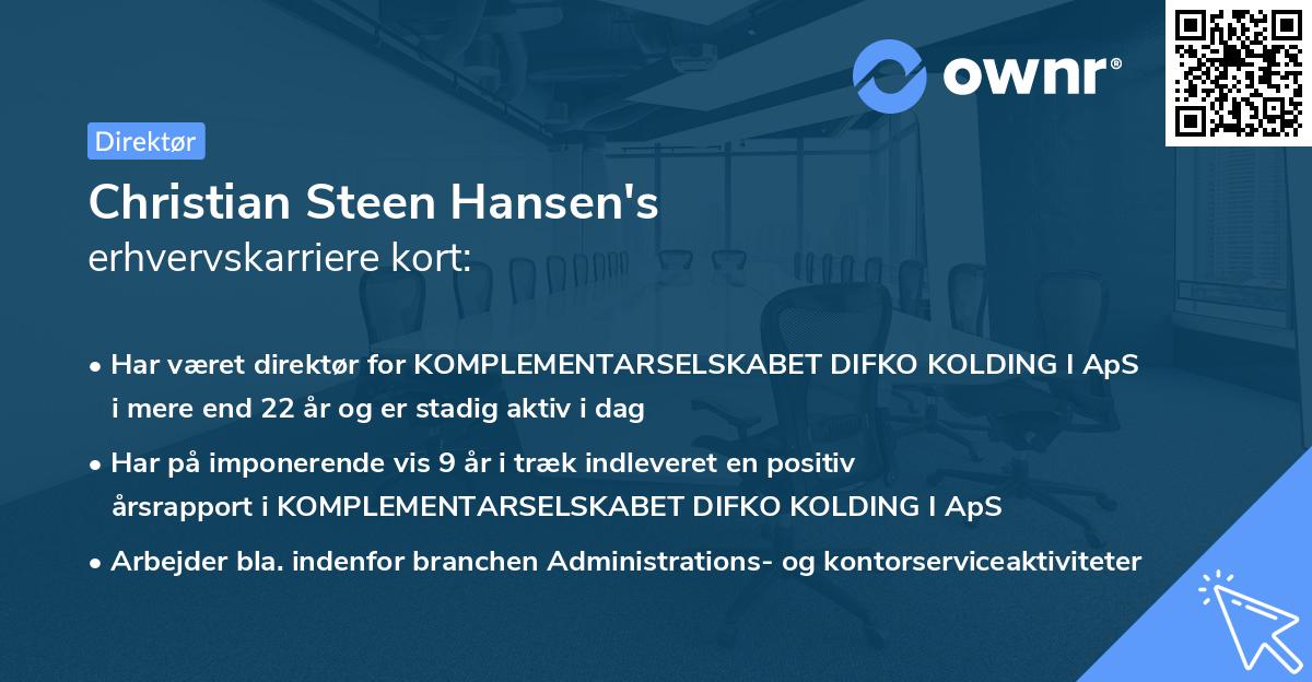Christian Steen Hansen's erhvervskarriere kort