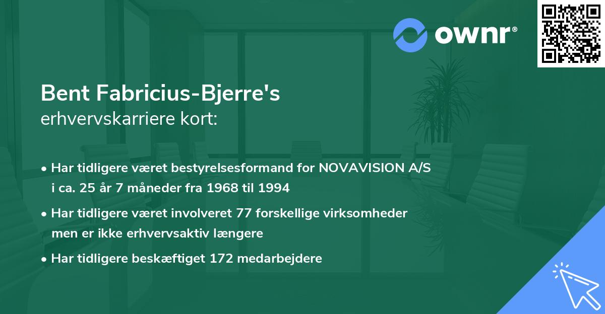 Bent Fabricius-Bjerre's erhvervskarriere kort