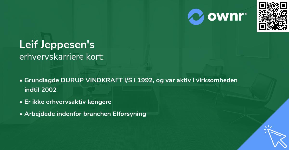 Leif Jeppesen's erhvervskarriere kort