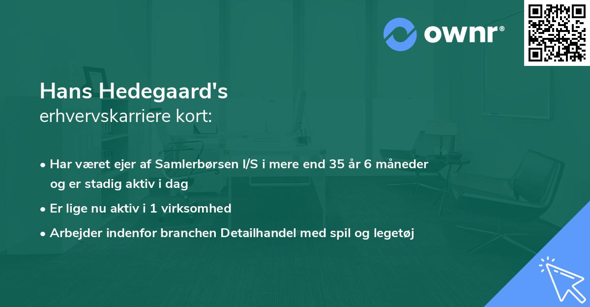Hans Hedegaard's erhvervskarriere kort