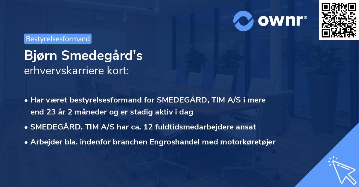 Bjørn Smedegård's erhvervskarriere kort
