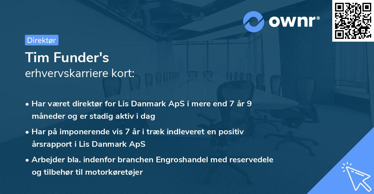 Tim Funder's erhvervskarriere kort