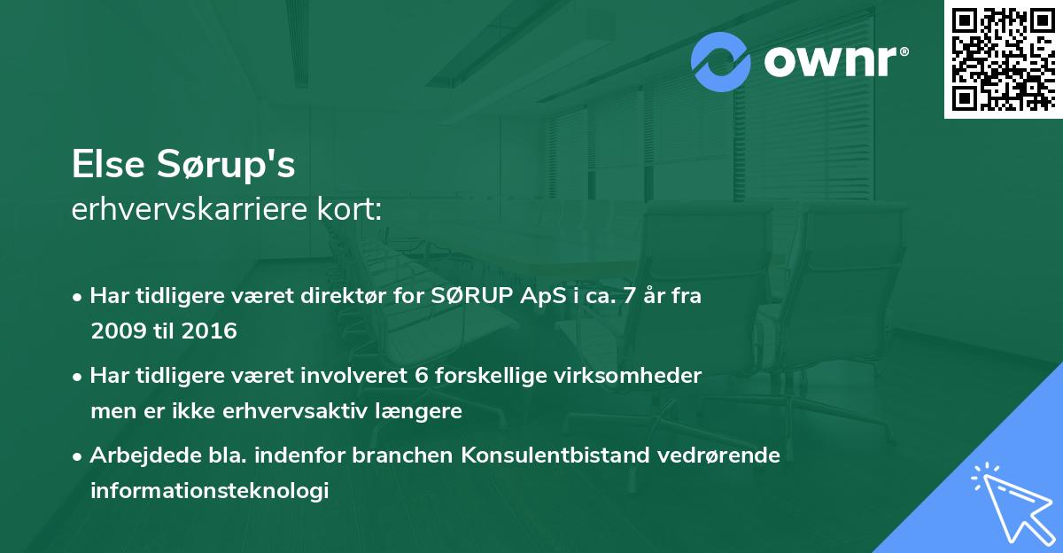 Else Sørup's erhvervskarriere kort