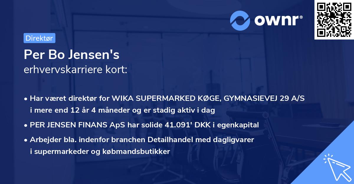 Per Bo Jensen's erhvervskarriere kort