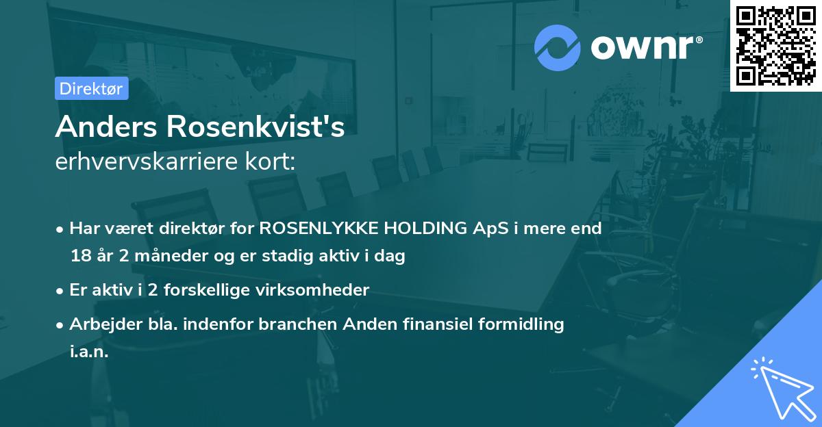 Anders Rosenkvist's erhvervskarriere kort