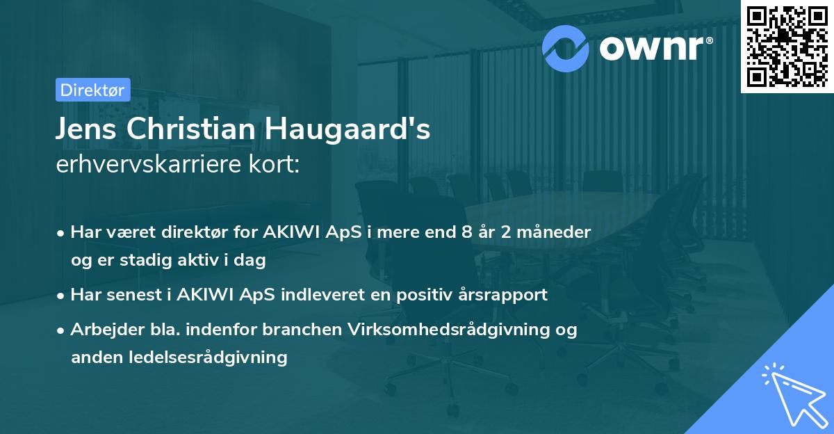 Jens Christian Haugaard's erhvervskarriere kort