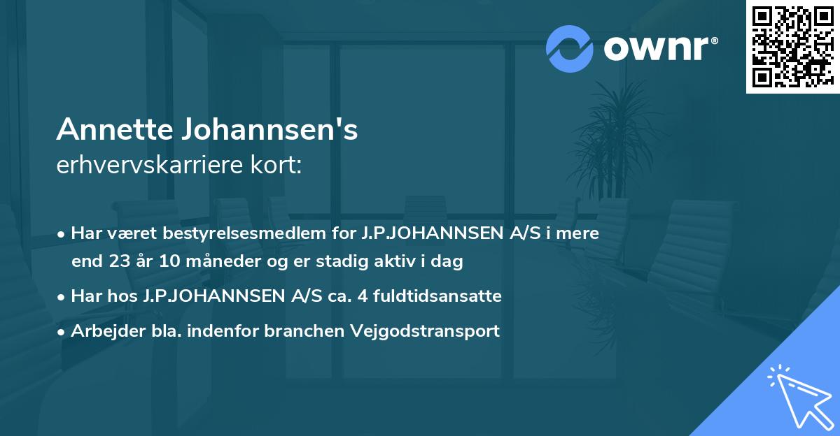 Annette Johannsen's erhvervskarriere kort