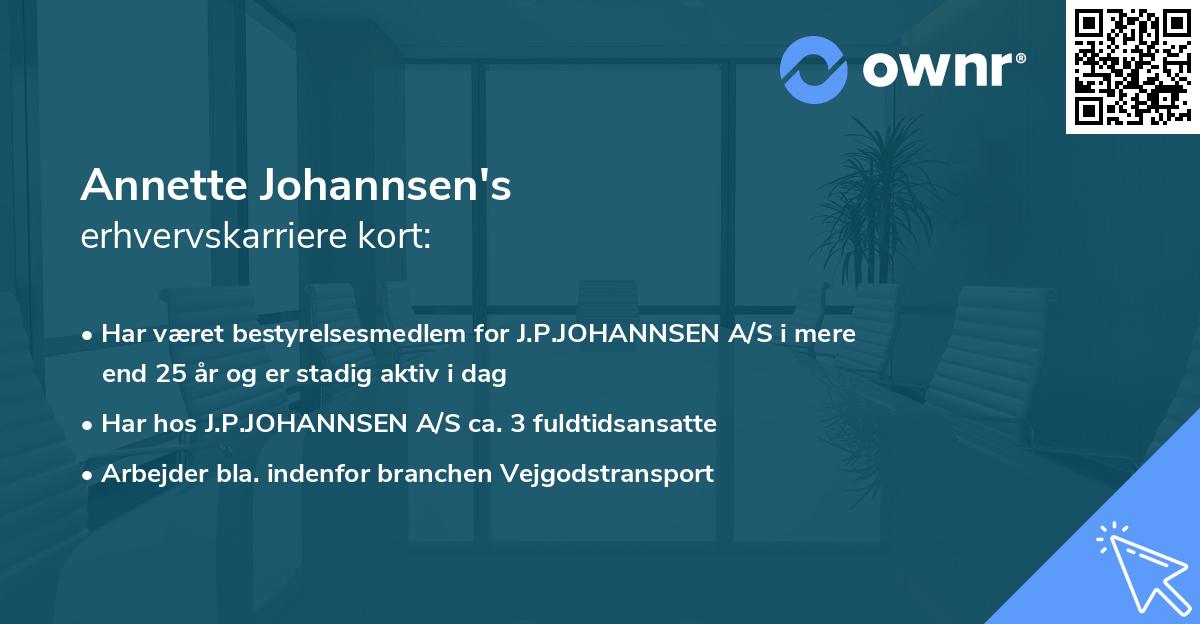 Annette Johannsen's erhvervskarriere kort