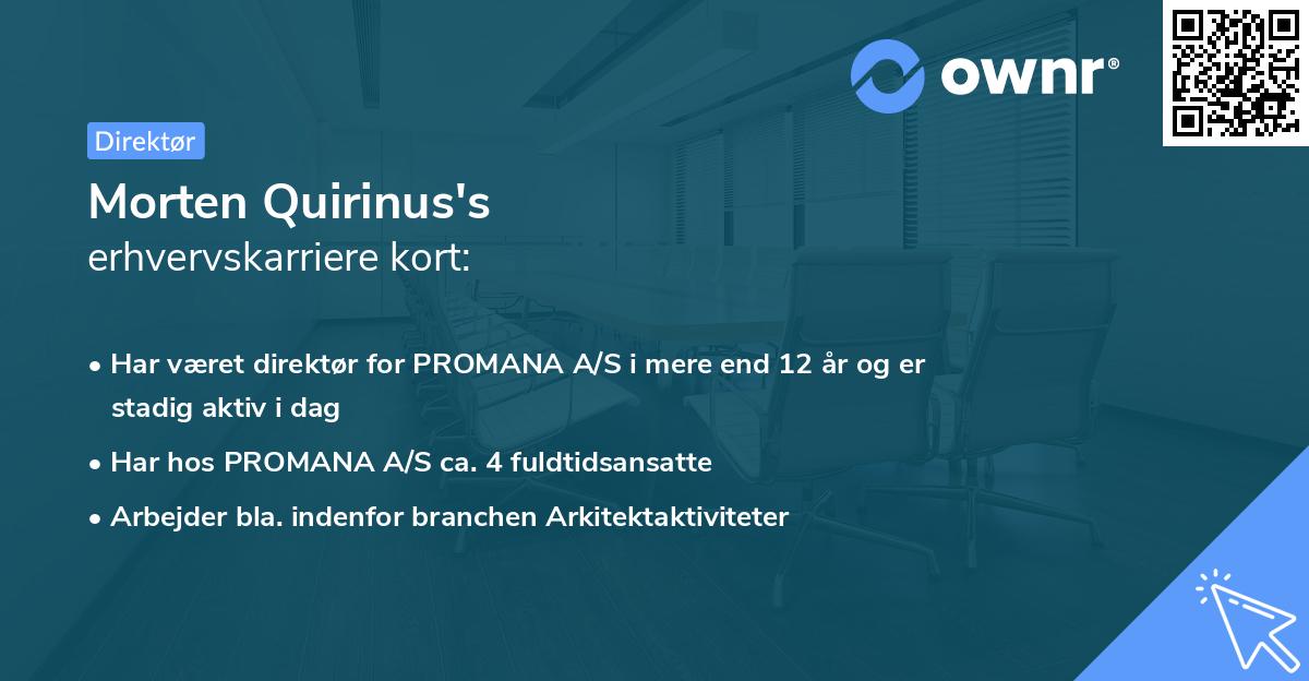 Morten Quirinus's erhvervskarriere kort