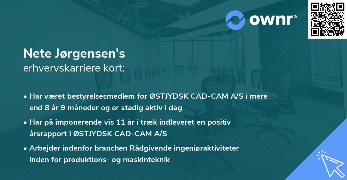 Nete Jørgensen's erhvervskarriere kort