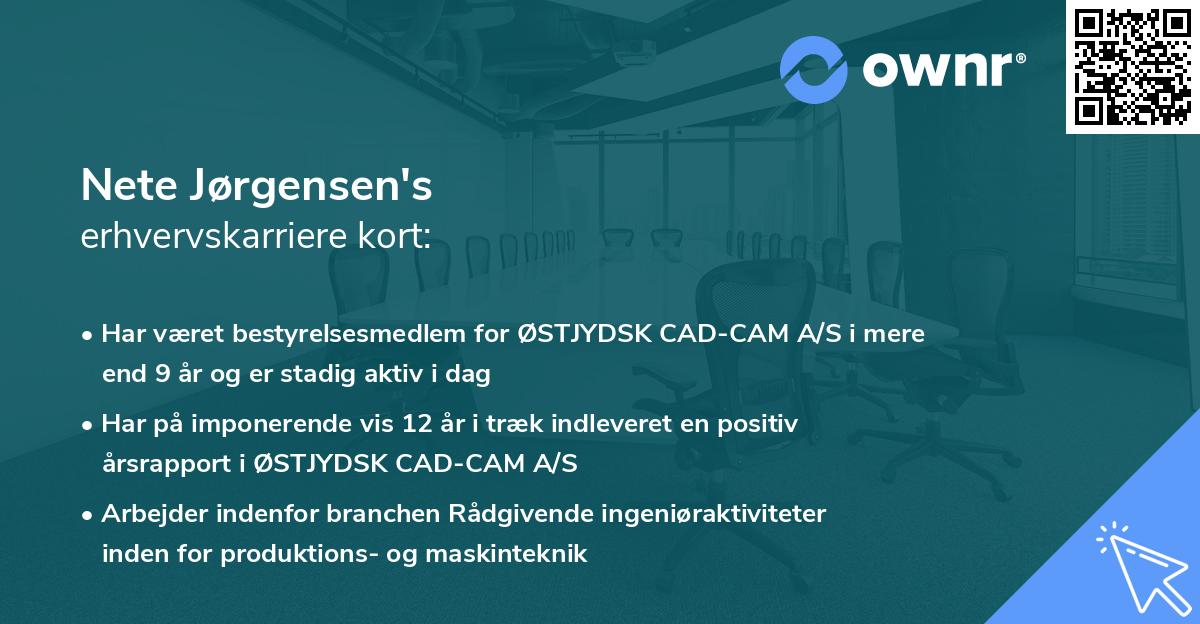 Nete Jørgensen's erhvervskarriere kort