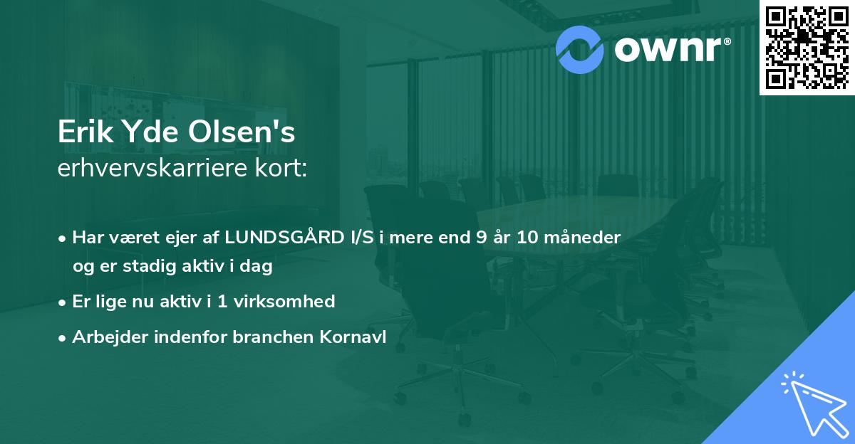 Erik Yde Olsen's erhvervskarriere kort