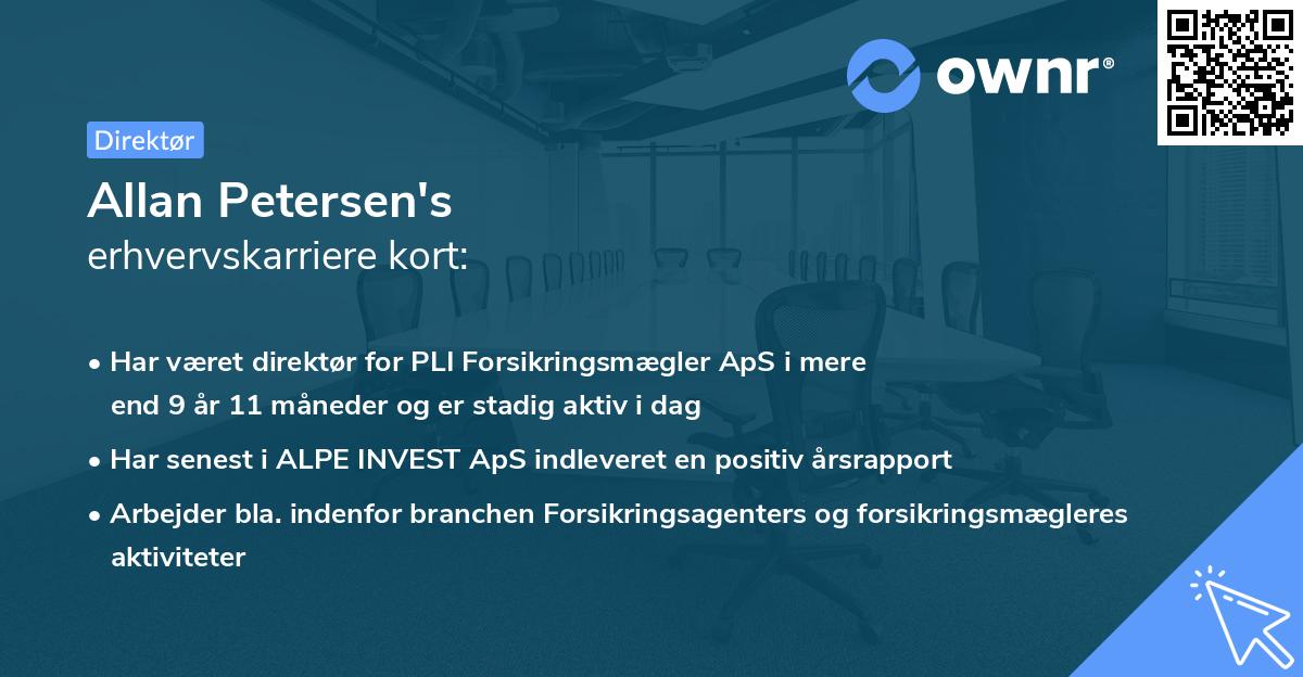 Allan Petersen's erhvervskarriere kort