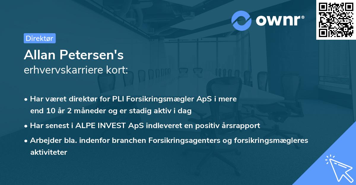Allan Petersen's erhvervskarriere kort