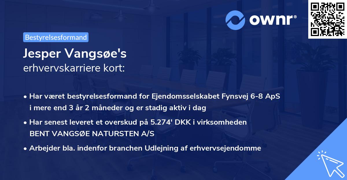 Jesper Vangsøe's erhvervskarriere kort