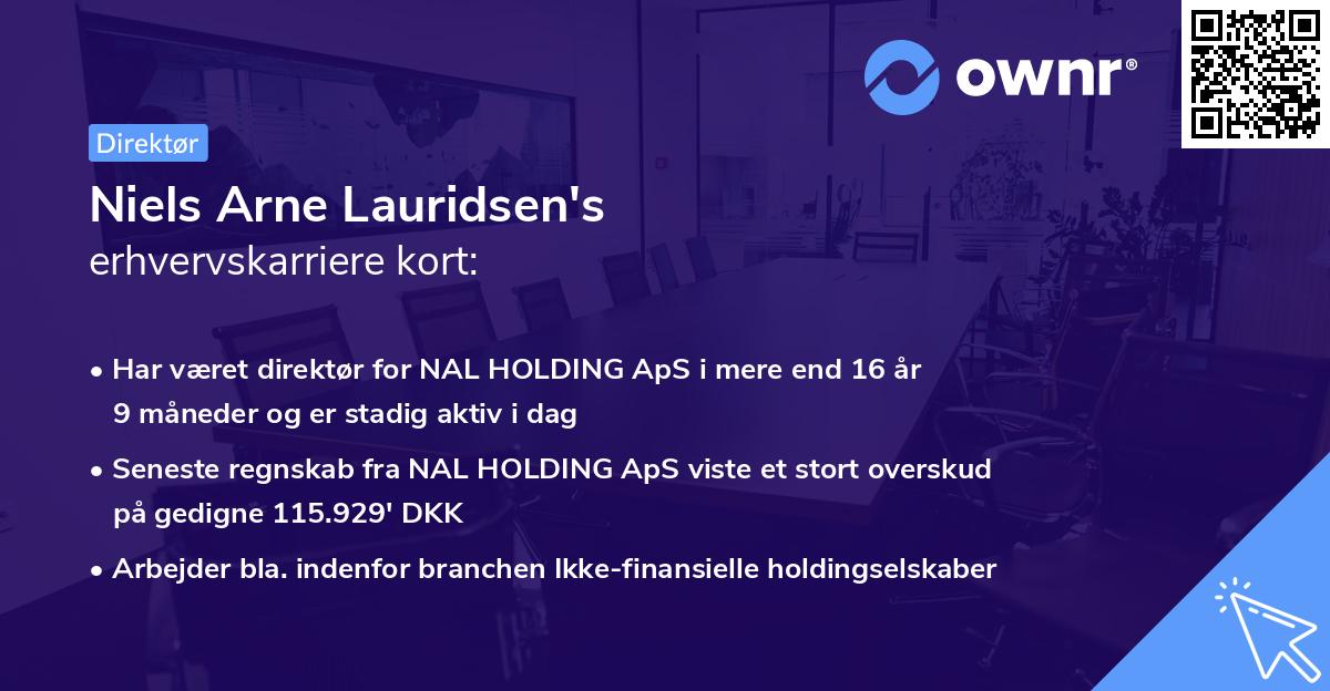 Niels Arne Lauridsen's erhvervskarriere kort