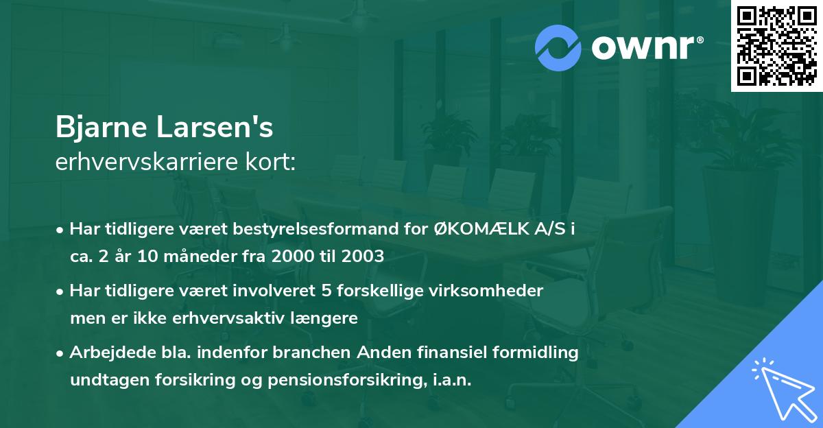 Bjarne Larsen's erhvervskarriere kort