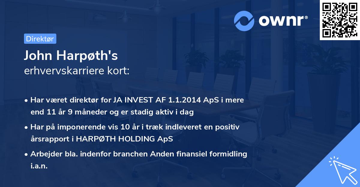 John Harpøth's erhvervskarriere kort