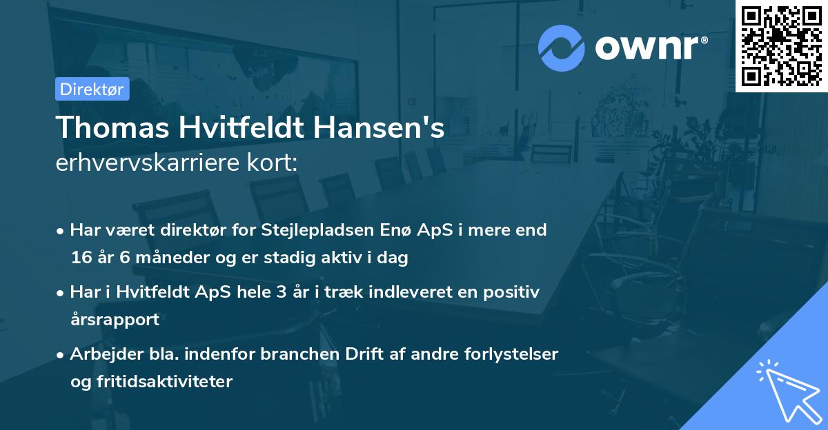 Thomas Hvitfeldt Hansen's erhvervskarriere kort