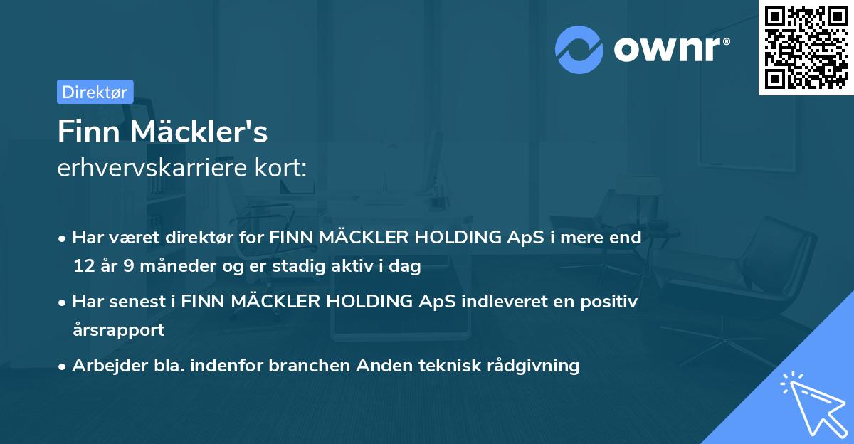 Finn Mäckler's erhvervskarriere kort