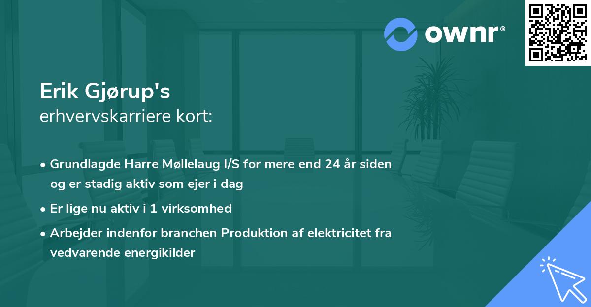 Erik Gjørup's erhvervskarriere kort