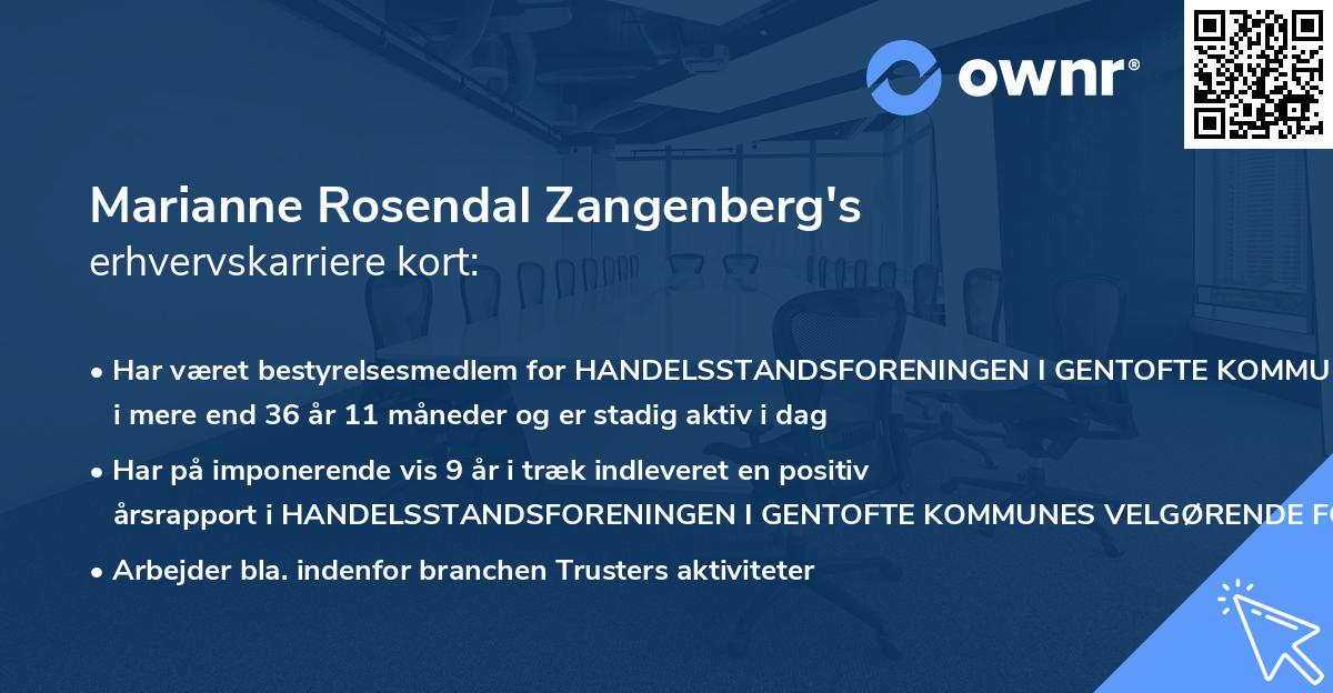 Marianne Rosendal Zangenberg's erhvervskarriere kort