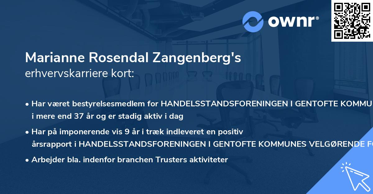 Marianne Rosendal Zangenberg's erhvervskarriere kort