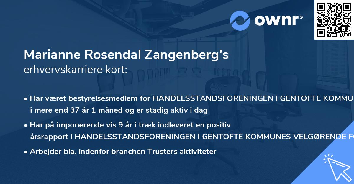 Marianne Rosendal Zangenberg's erhvervskarriere kort