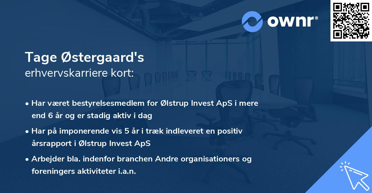 Tage Østergaard's erhvervskarriere kort