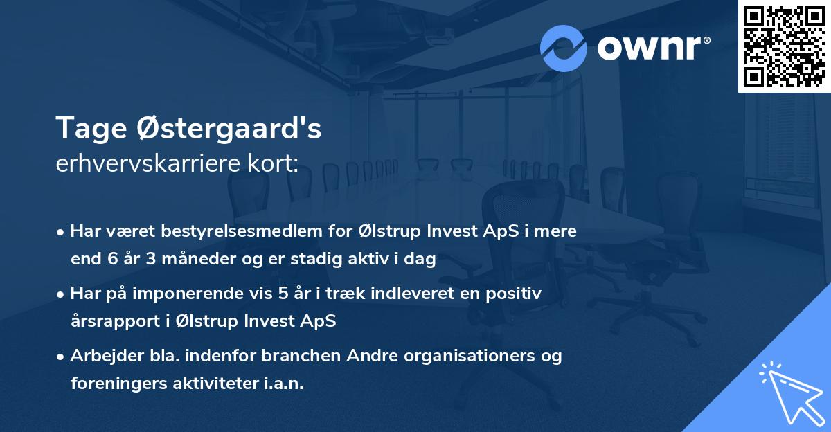 Tage Østergaard's erhvervskarriere kort