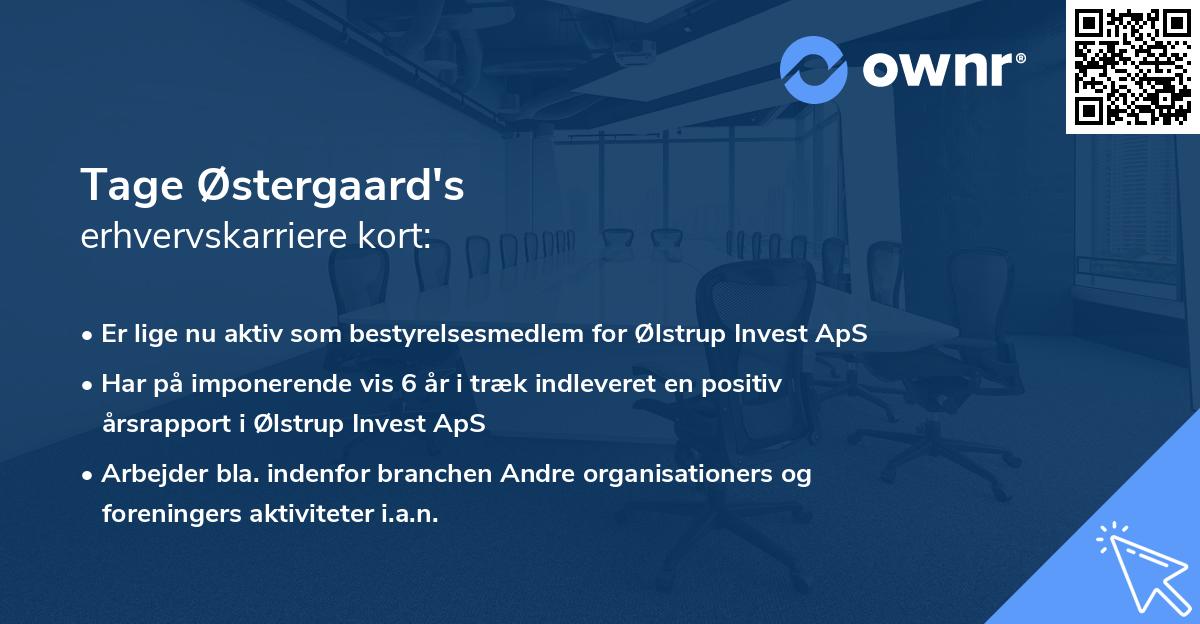 Tage Østergaard's erhvervskarriere kort