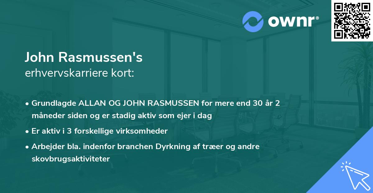 John Rasmussen's erhvervskarriere kort
