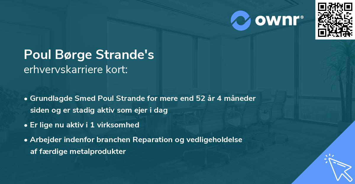 Poul Børge Strande's erhvervskarriere kort