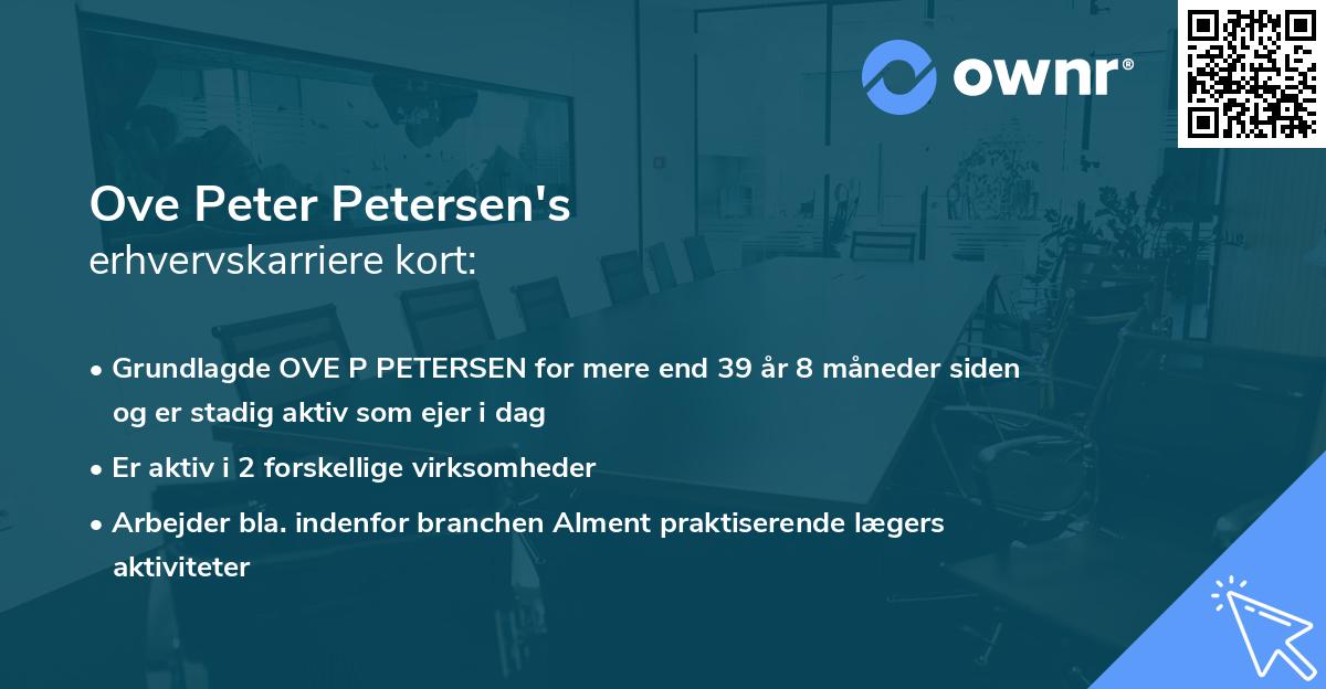 Ove Peter Petersen's erhvervskarriere kort