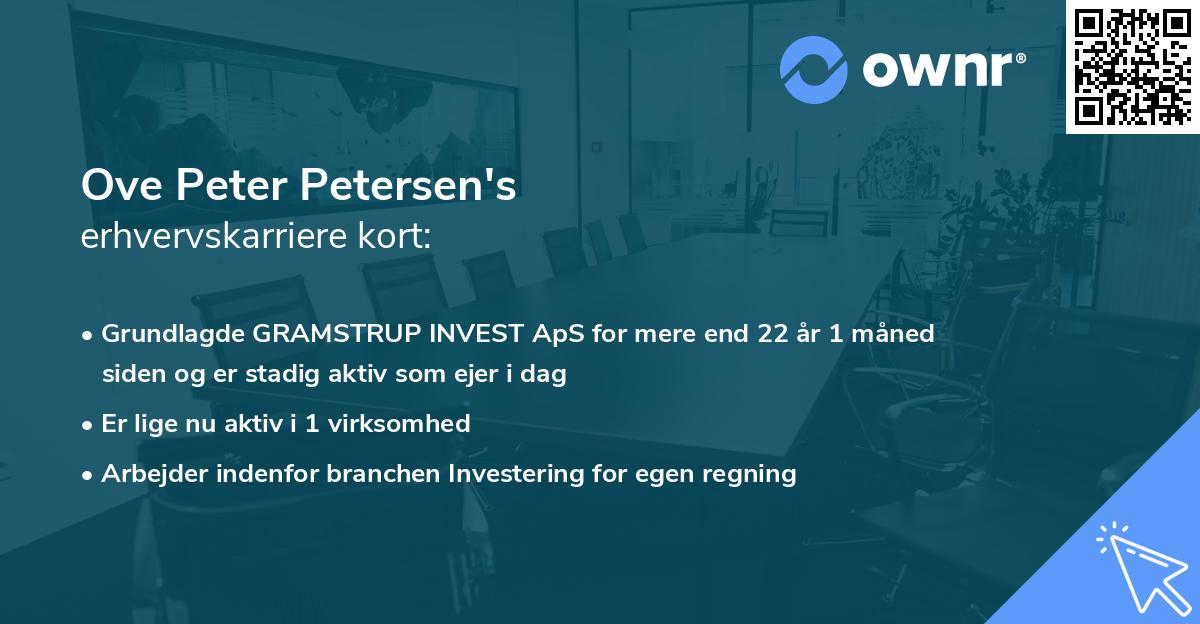 Ove Peter Petersen's erhvervskarriere kort